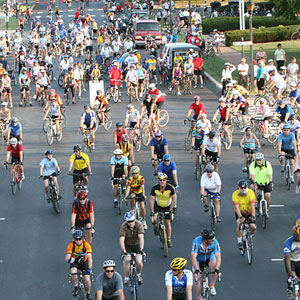 Riders at start of the Amish Country Bike Tour