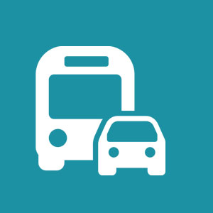 Transportation Tile with an Icon of a Bus and Car